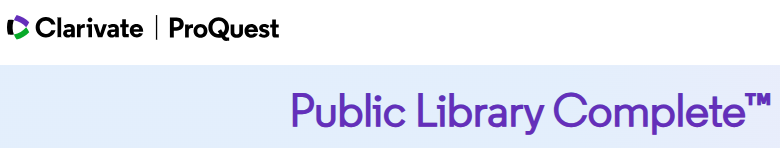 Clarivate ProQuest Public Library Complete Clarivate ProQuest Public Library Complete